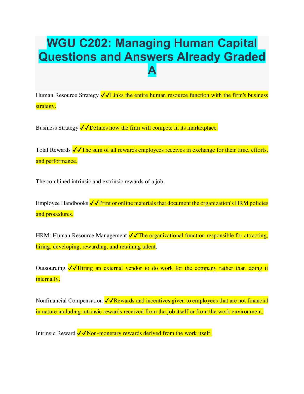 WGU C202 Know to Pass Questions and Answers Already Passed Browsegrades